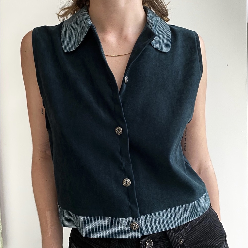 Vintage Green Front Button Tank - Size 8 (EUC)